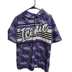 Iconic Purple Mens Size Large Hawaiian  Print Pullover